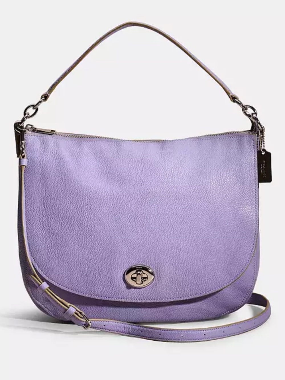 Coach Lavender Leather Turnlock Shoulder Hobo Bag
